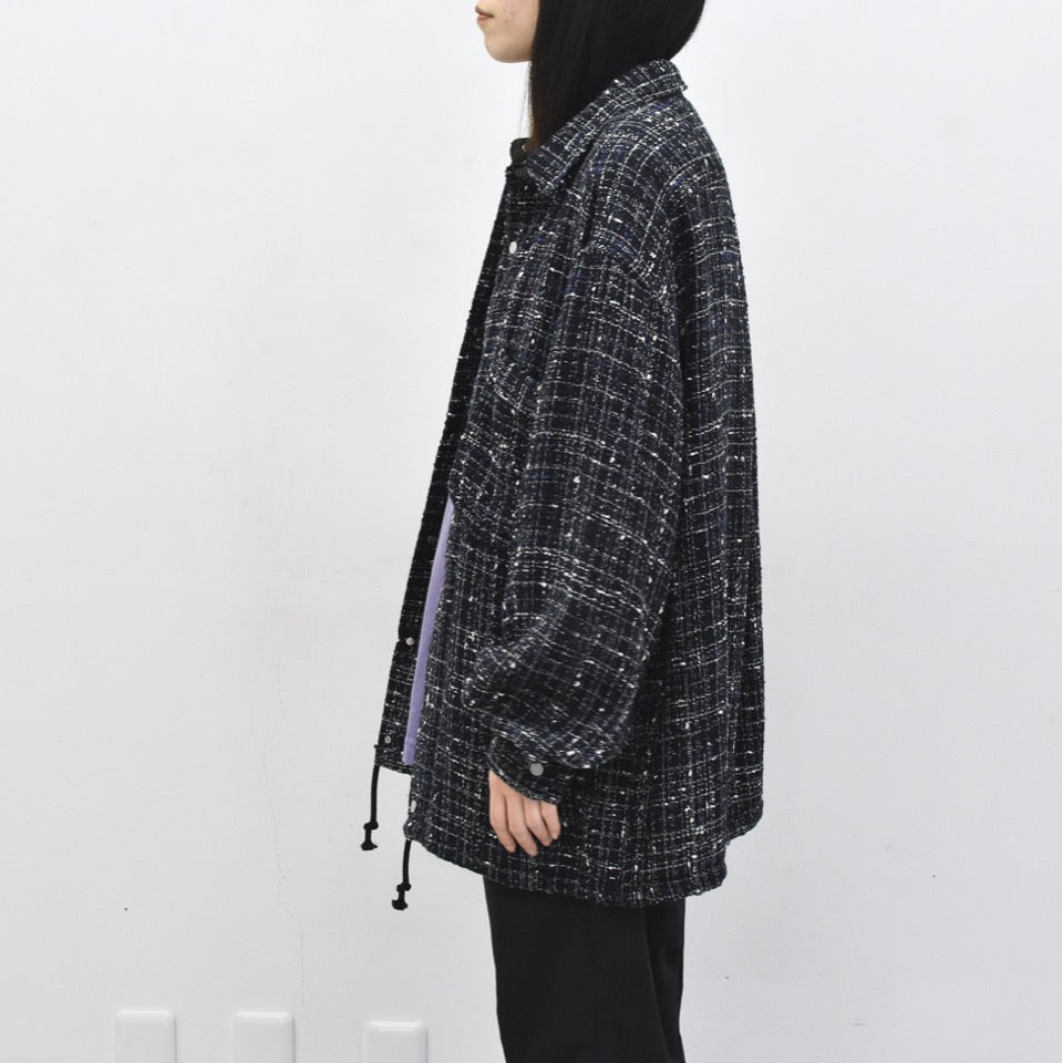 THE JEAN PIERRE / Tweed Dove Coach Shirt - MIDNIGHT BLK