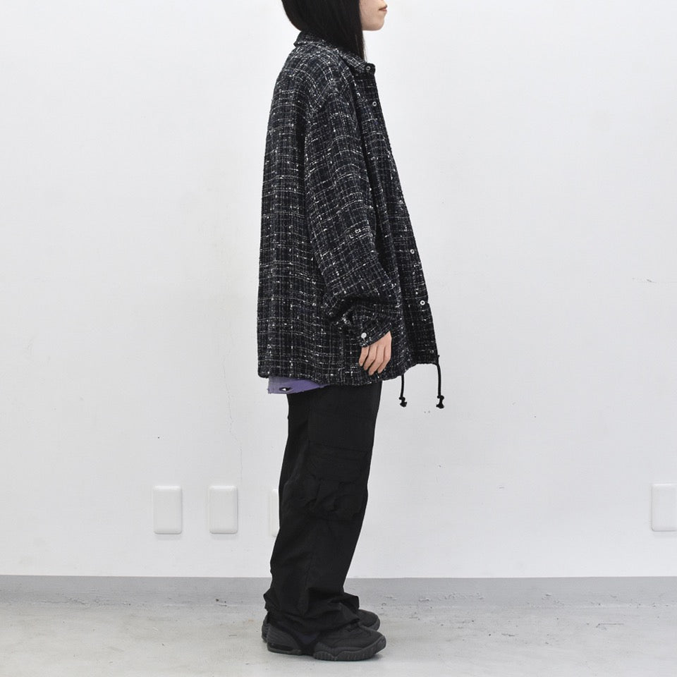THE JEAN PIERRE / Tweed Dove Coach Shirt - MIDNIGHT BLK