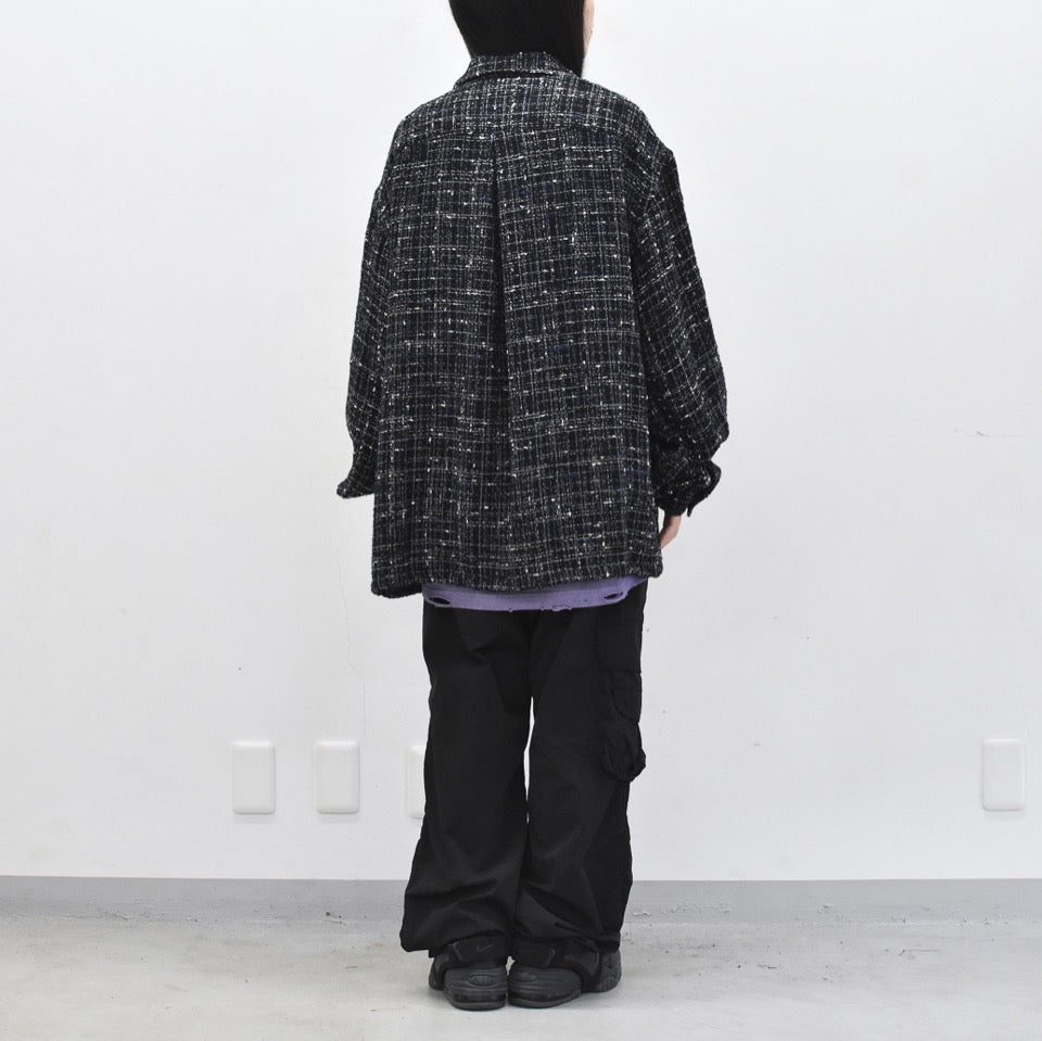 THE JEAN PIERRE / Tweed Dove Coach Shirt - MIDNIGHT BLK