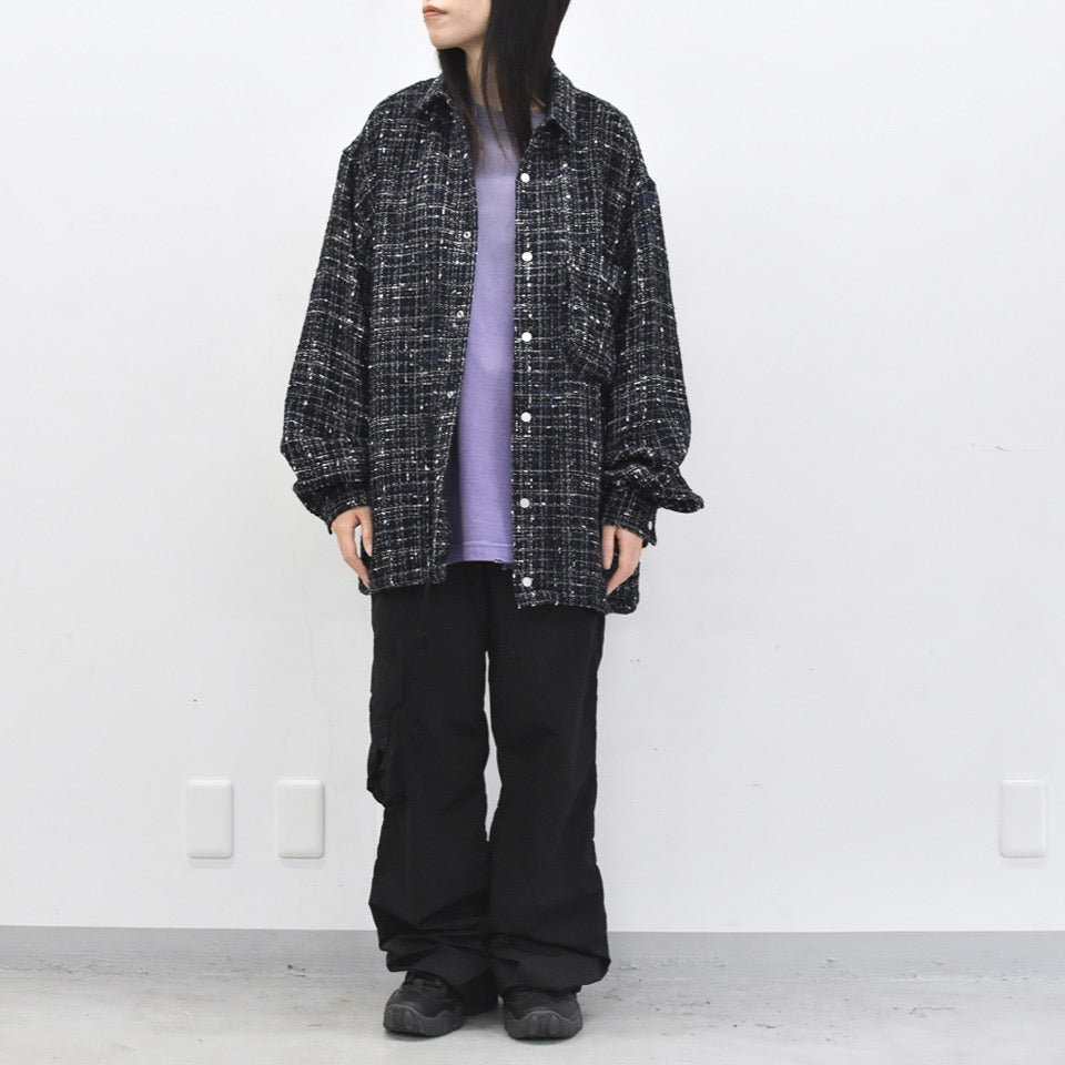 THE JEAN PIERRE / Tweed Dove Coach Shirt - MIDNIGHT BLK