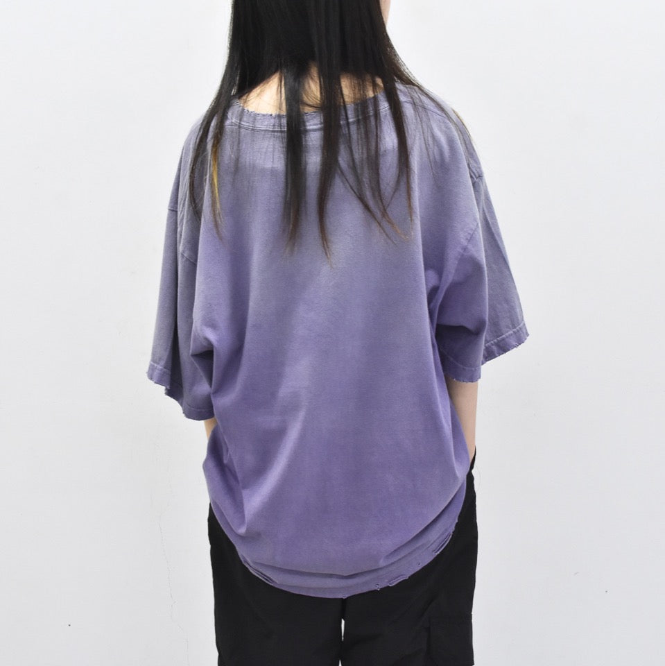 THE JEAN PIERRE / Pigmentdye Grunge Destroy SS TEE - PURPLE