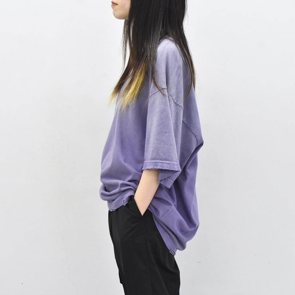 THE JEAN PIERRE / Pigmentdye Grunge Destroy SS TEE - PURPLE