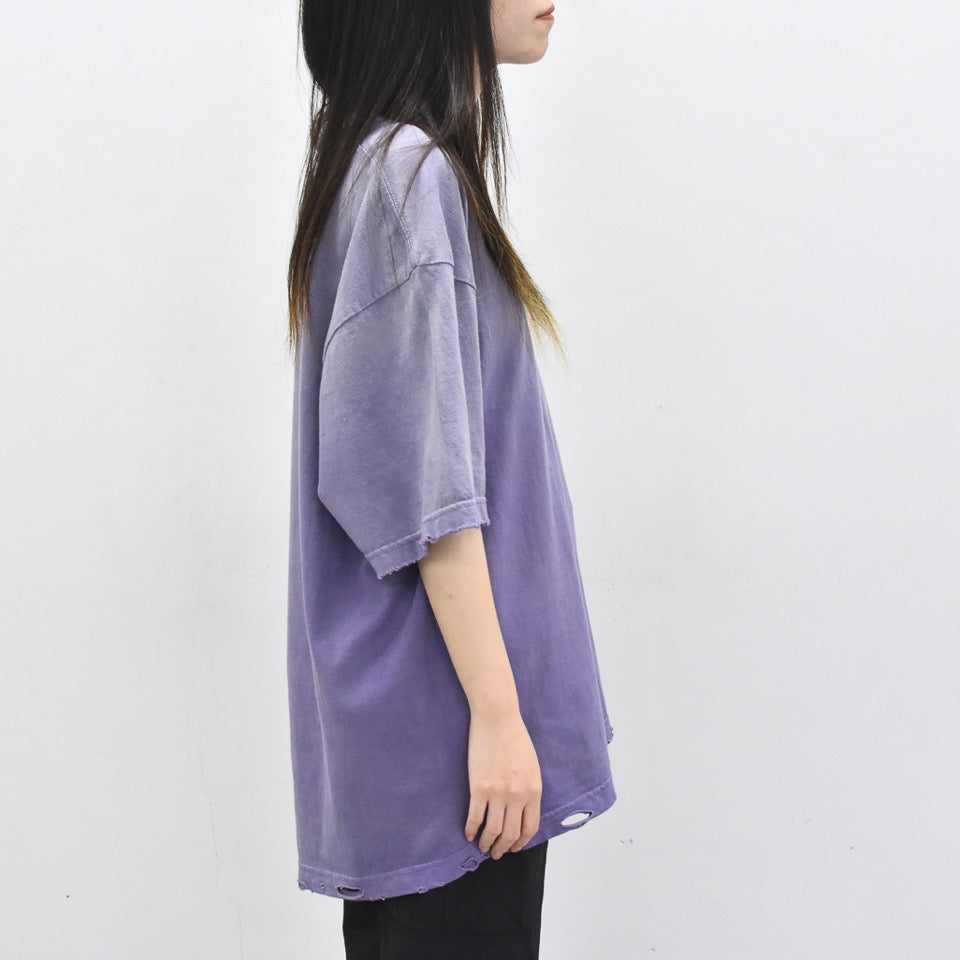 THE JEAN PIERRE / Pigmentdye Grunge Destroy SS TEE - PURPLE