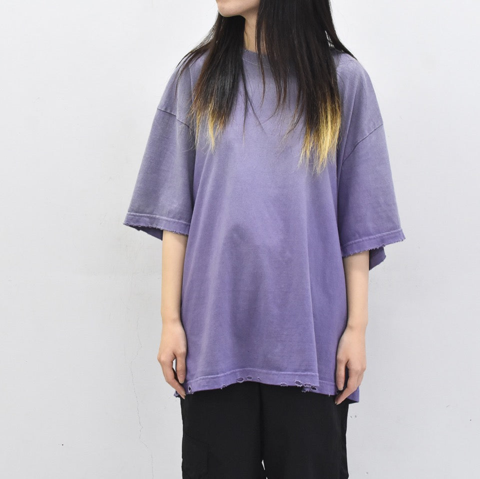 THE JEAN PIERRE / Pigmentdye Grunge Destroy SS TEE - PURPLE