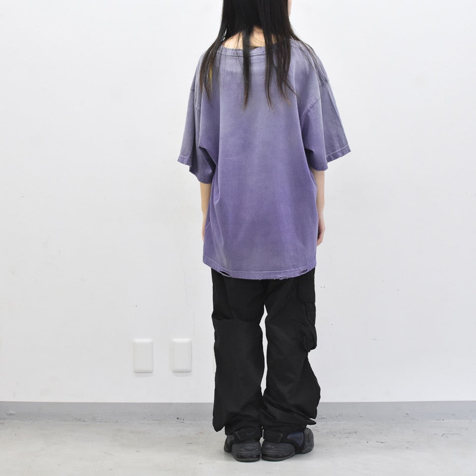 THE JEAN PIERRE / Pigmentdye Grunge Destroy SS TEE - PURPLE