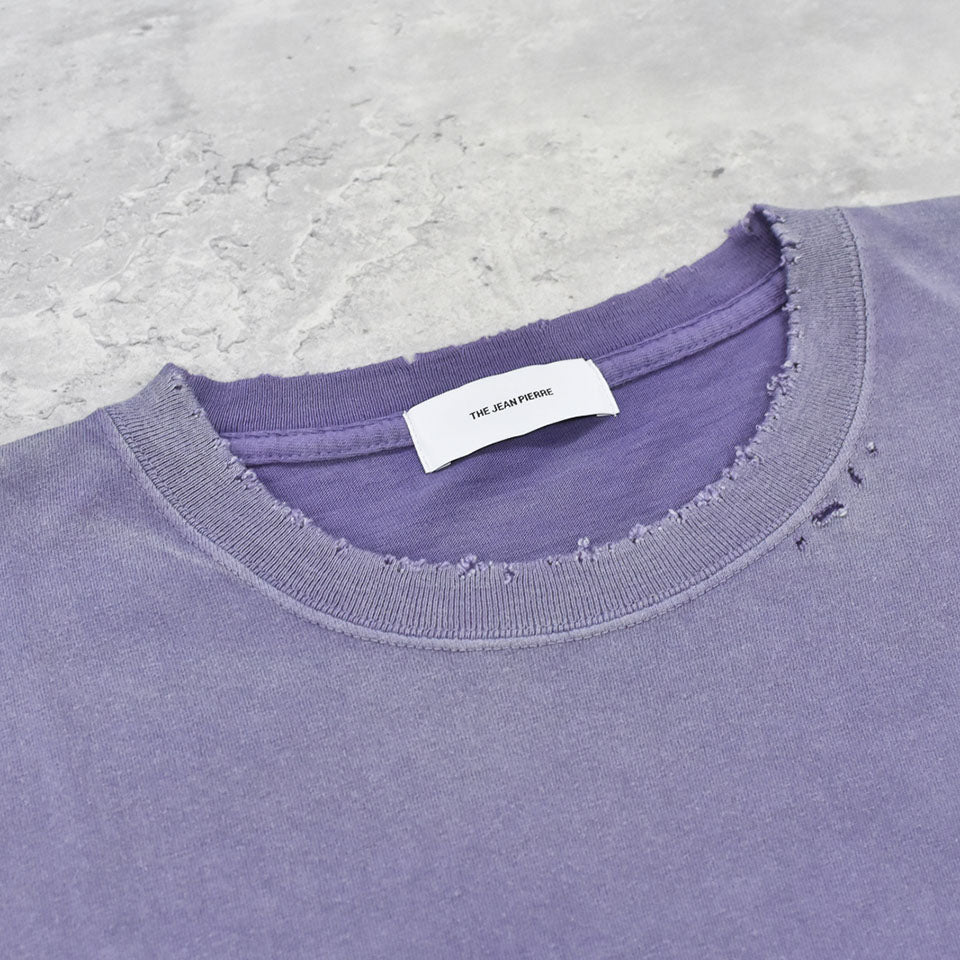 THE JEAN PIERRE / Pigmentdye Grunge Destroy SS TEE - PURPLE