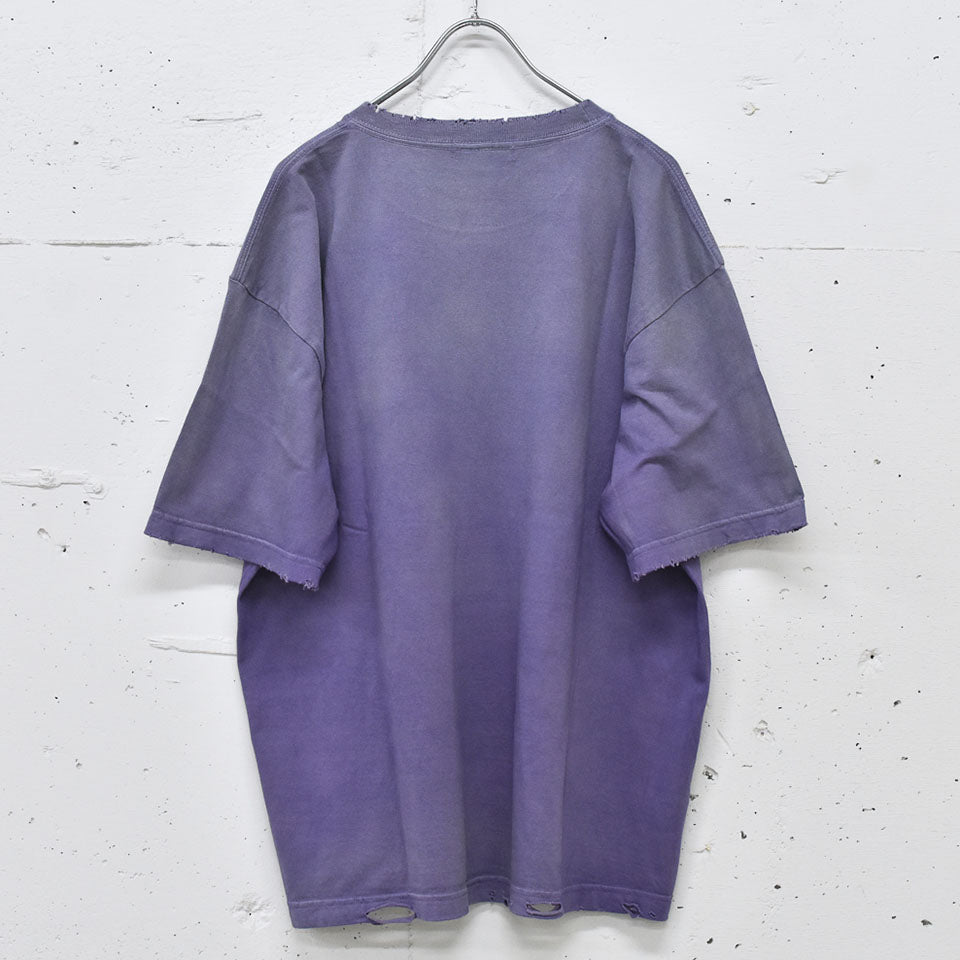 THE JEAN PIERRE / Pigmentdye Grunge Destroy SS TEE - PURPLE
