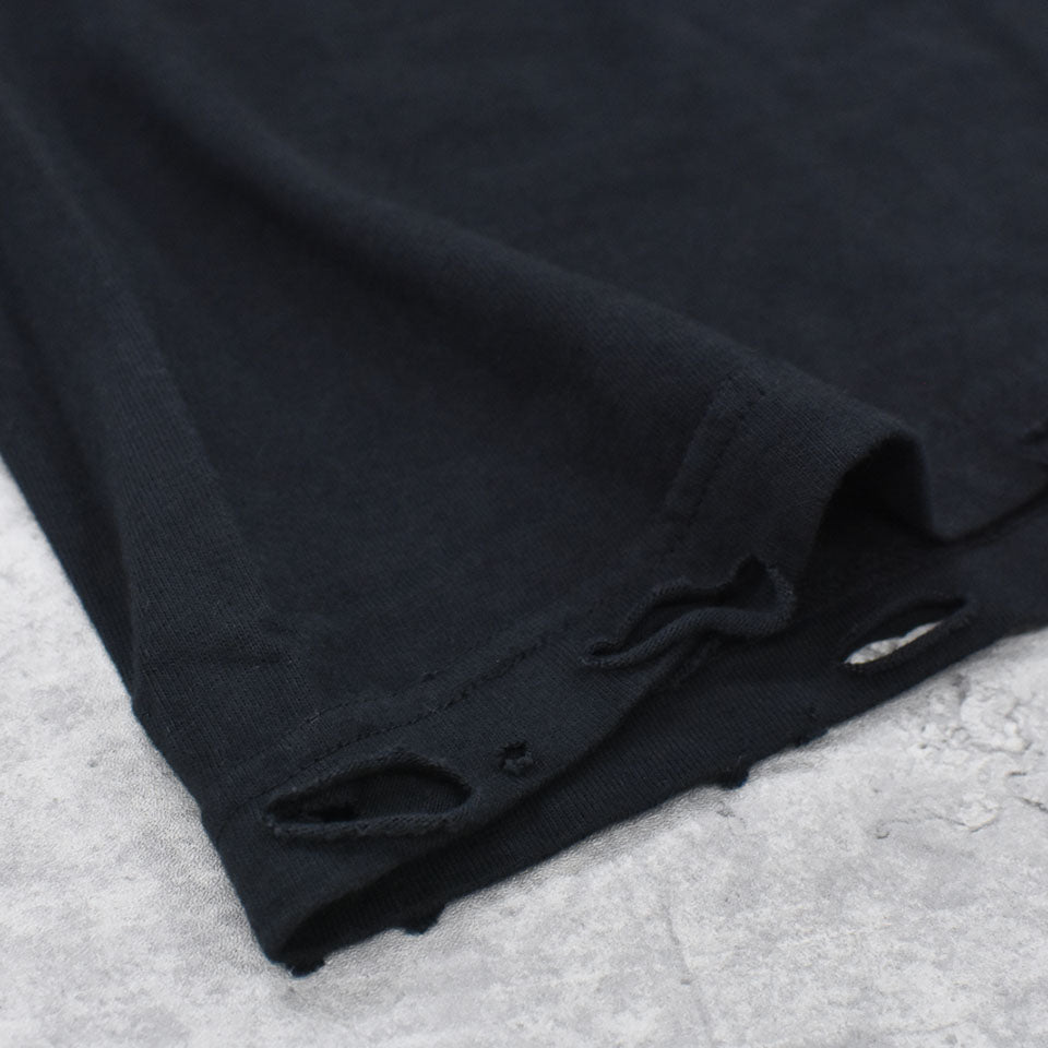 THE JEAN PIERRE / Pigmentdye Grunge Destroy SS TEE - FADE BLACK