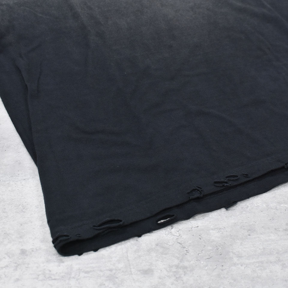 THE JEAN PIERRE / Pigmentdye Grunge Destroy SS TEE - FADE BLACK
