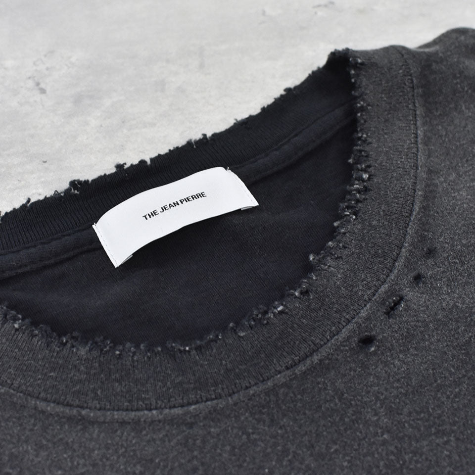 THE JEAN PIERRE / Pigmentdye Grunge Destroy SS TEE - FADE BLACK
