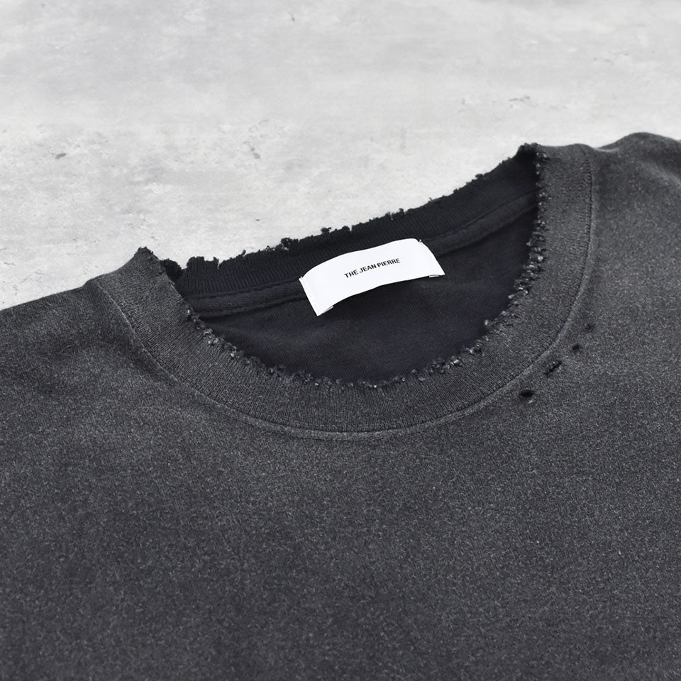 THE JEAN PIERRE / Pigmentdye Grunge Destroy SS TEE - FADE BLACK