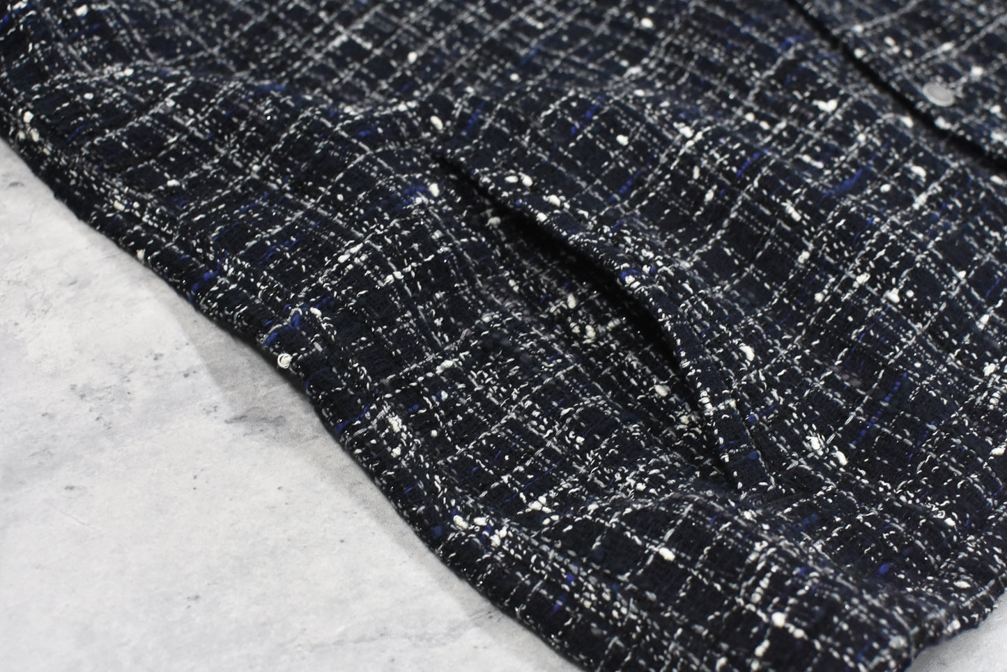 THE JEAN PIERRE / Tweed Dove Coach Shirt - MIDNIGHT BLK