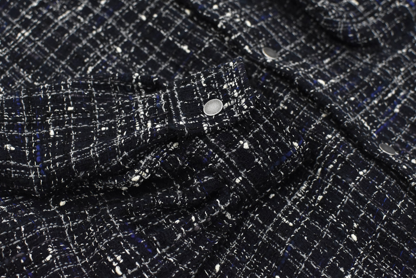 THE JEAN PIERRE / Tweed Dove Coach Shirt - MIDNIGHT BLK