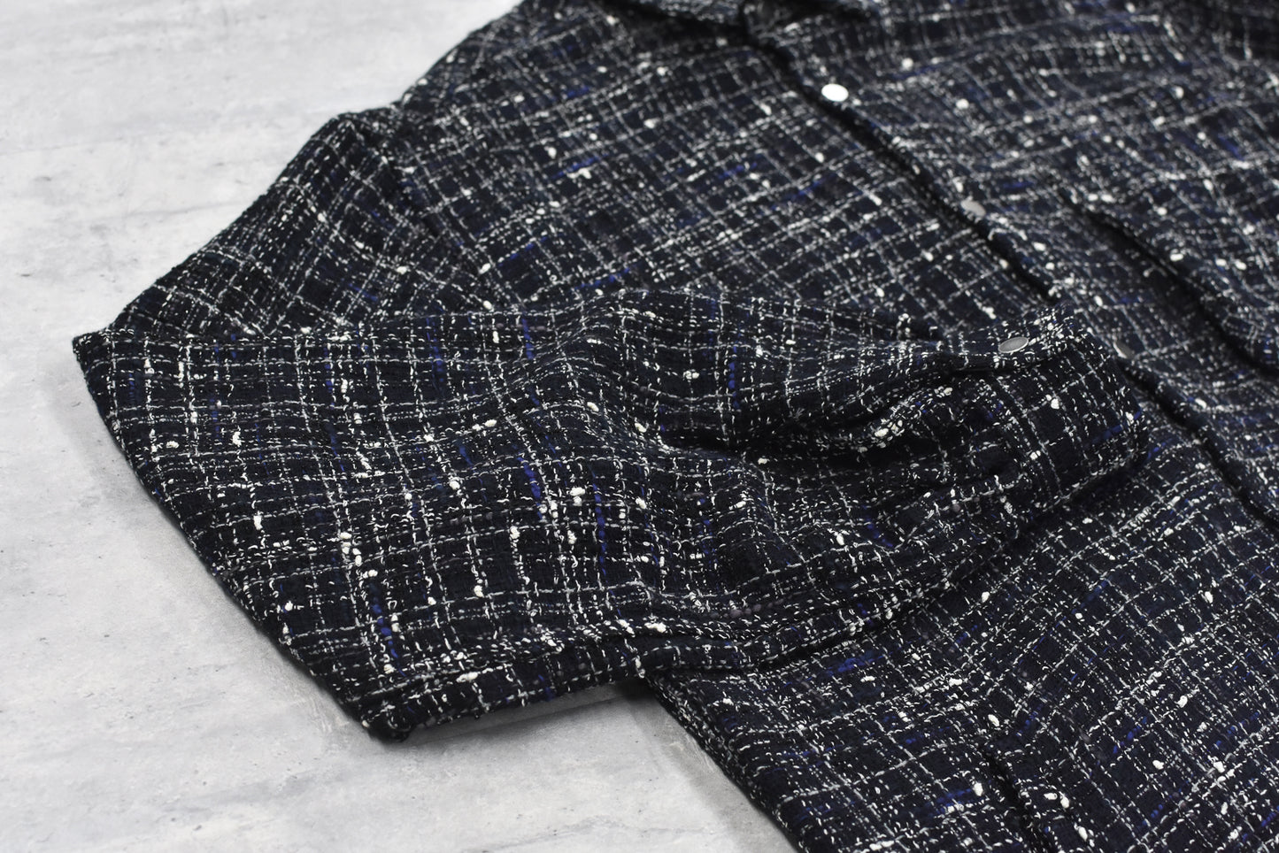 THE JEAN PIERRE / Tweed Dove Coach Shirt - MIDNIGHT BLK
