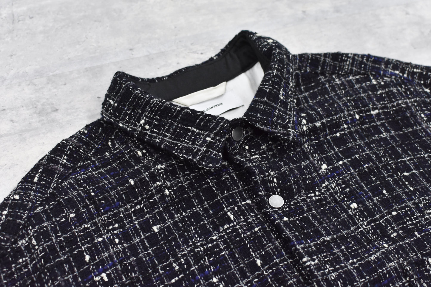 THE JEAN PIERRE / Tweed Dove Coach Shirt - MIDNIGHT BLK