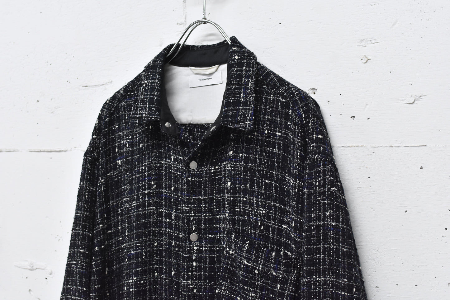THE JEAN PIERRE / Tweed Dove Coach Shirt - MIDNIGHT BLK