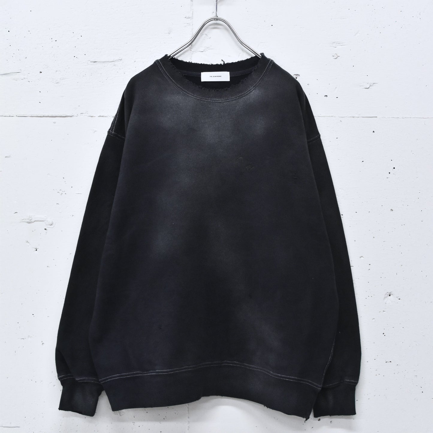 THE JEAN PIERRE / Pigment Grunge Destroy Sweat Shirt - FADE BLK