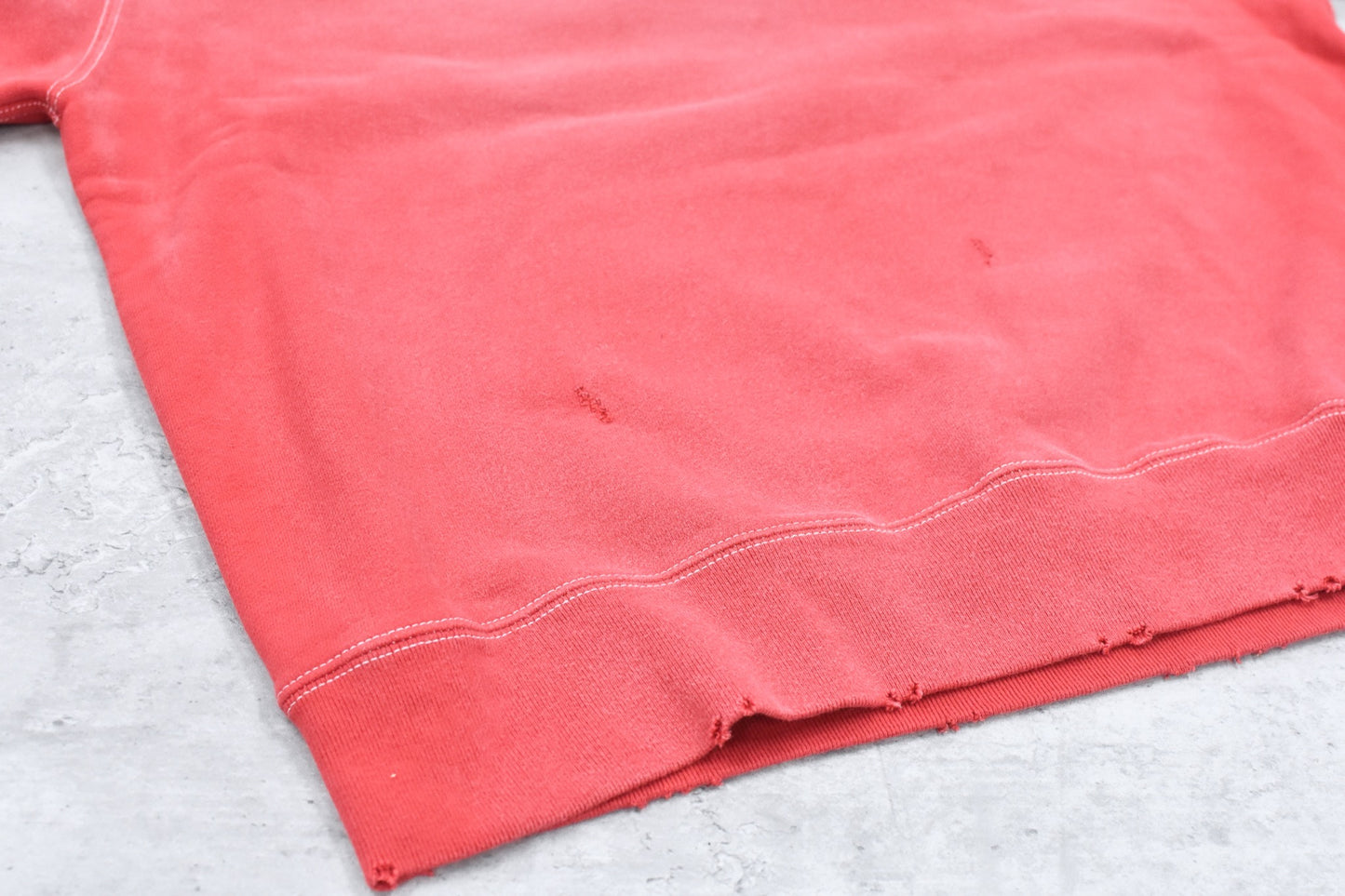 THE JEAN PIERRE / Pigment Grunge Destroy Sweat Shirt - FADE RED