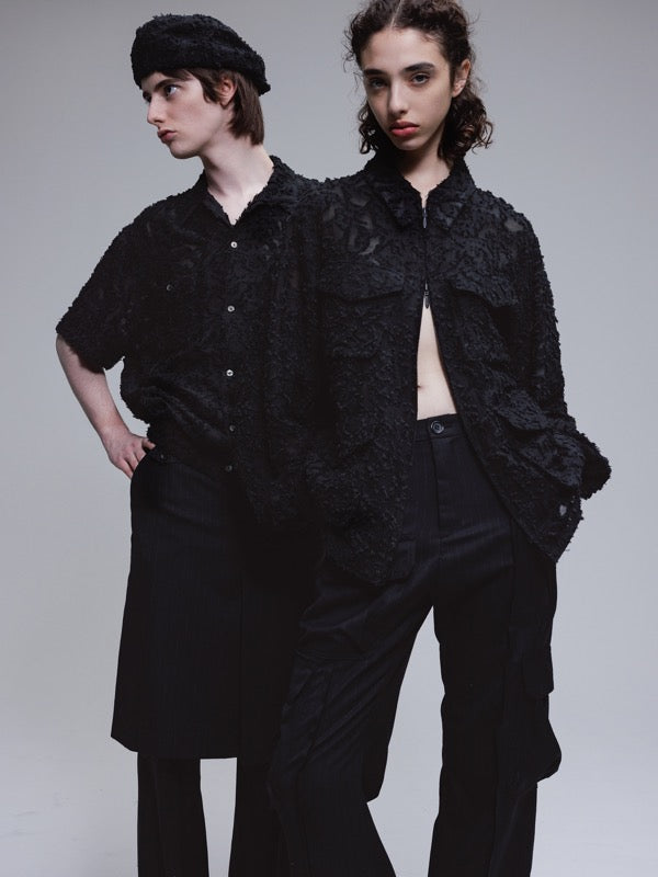 THE JEAN PIERRE / Grunge Jacquard Shirt - BLACK