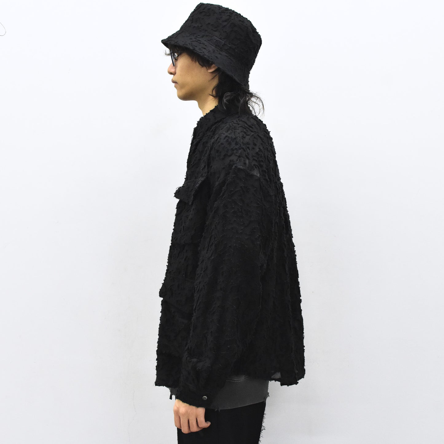 THE JEAN PIERRE / Grunge Jacquard Bucket Hat - BLACK