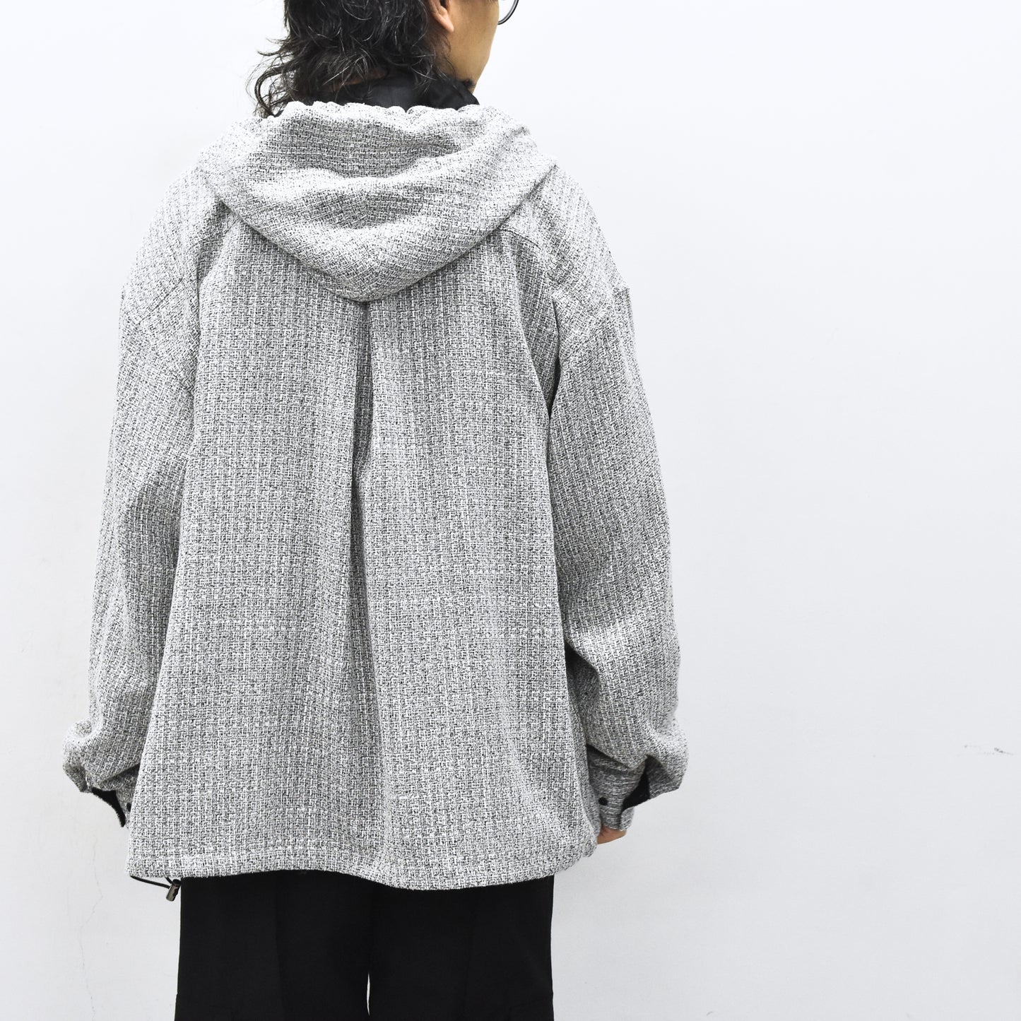 THE JEAN PIERRE / Tweed Hoodie Dove Shirt - WHITE