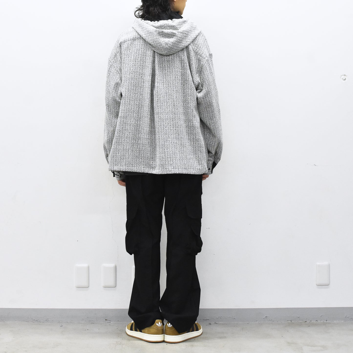 THE JEAN PIERRE / Tweed Hoodie Dove Shirt - WHITE