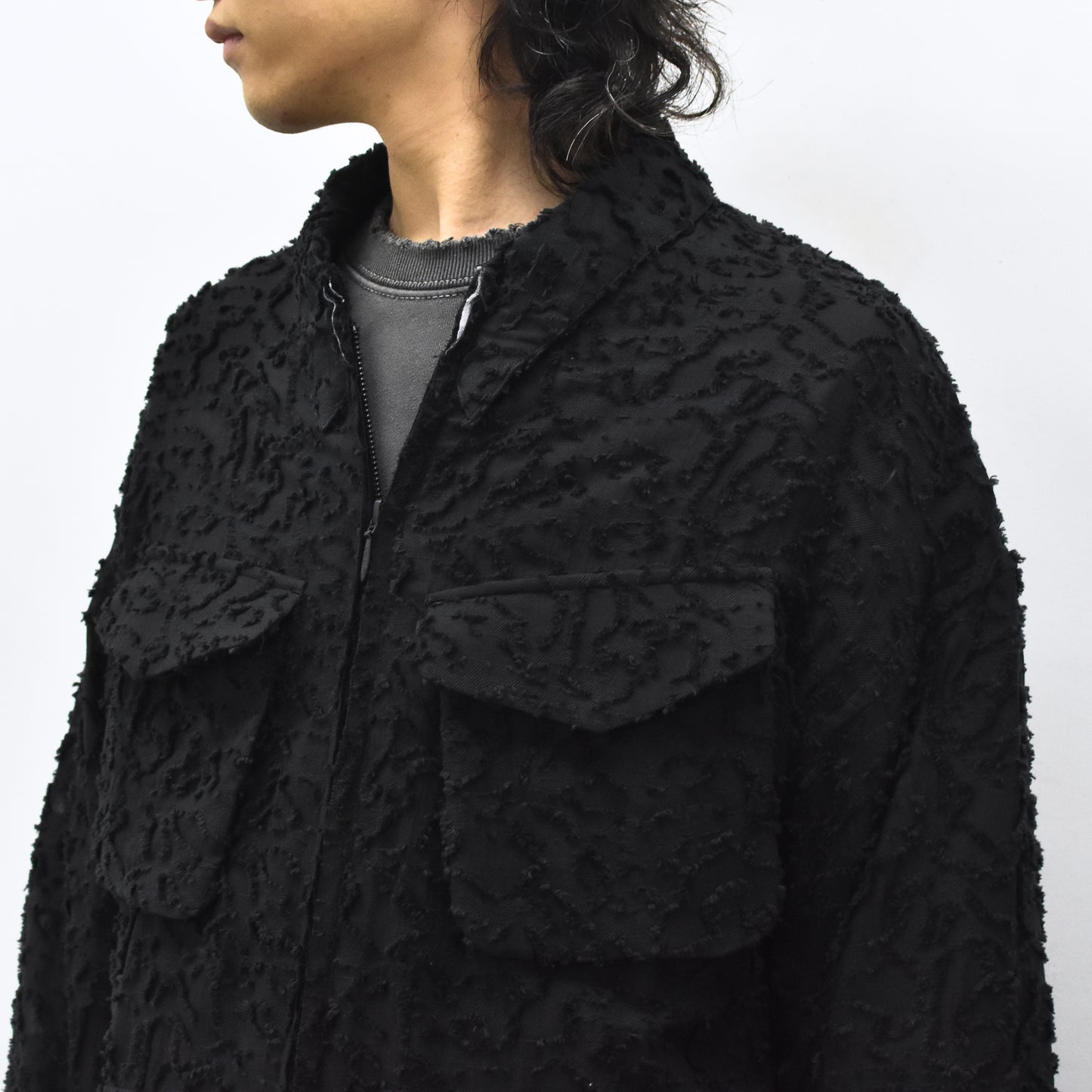 THE JEAN PIERRE / Grunge Jacquard Shirt - BLACK