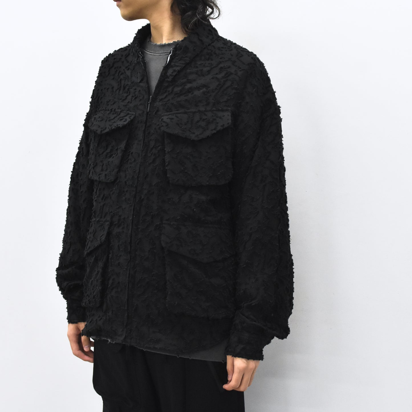THE JEAN PIERRE / Grunge Jacquard Shirt - BLACK