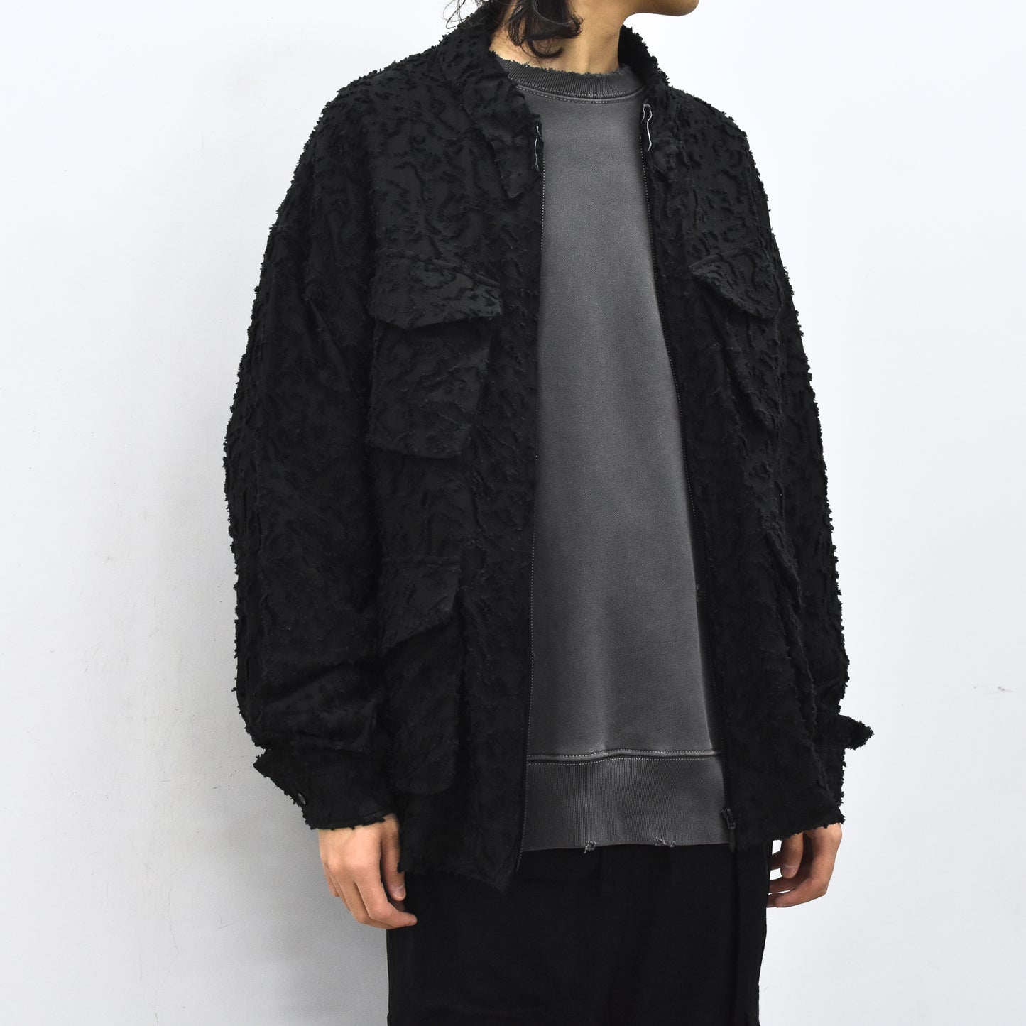 THE JEAN PIERRE / Grunge Jacquard Shirt - BLACK