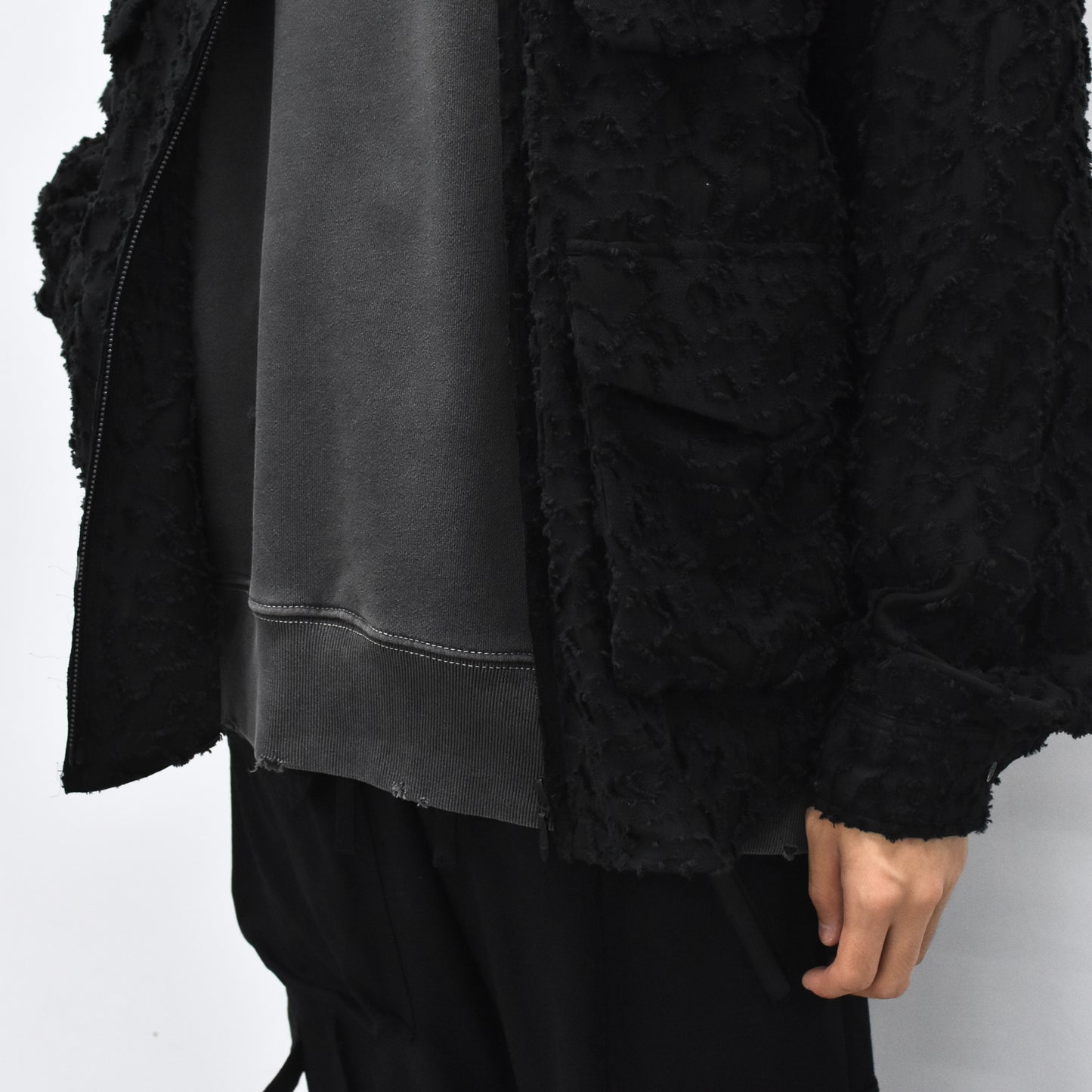 THE JEAN PIERRE / Grunge Jacquard Shirt - BLACK