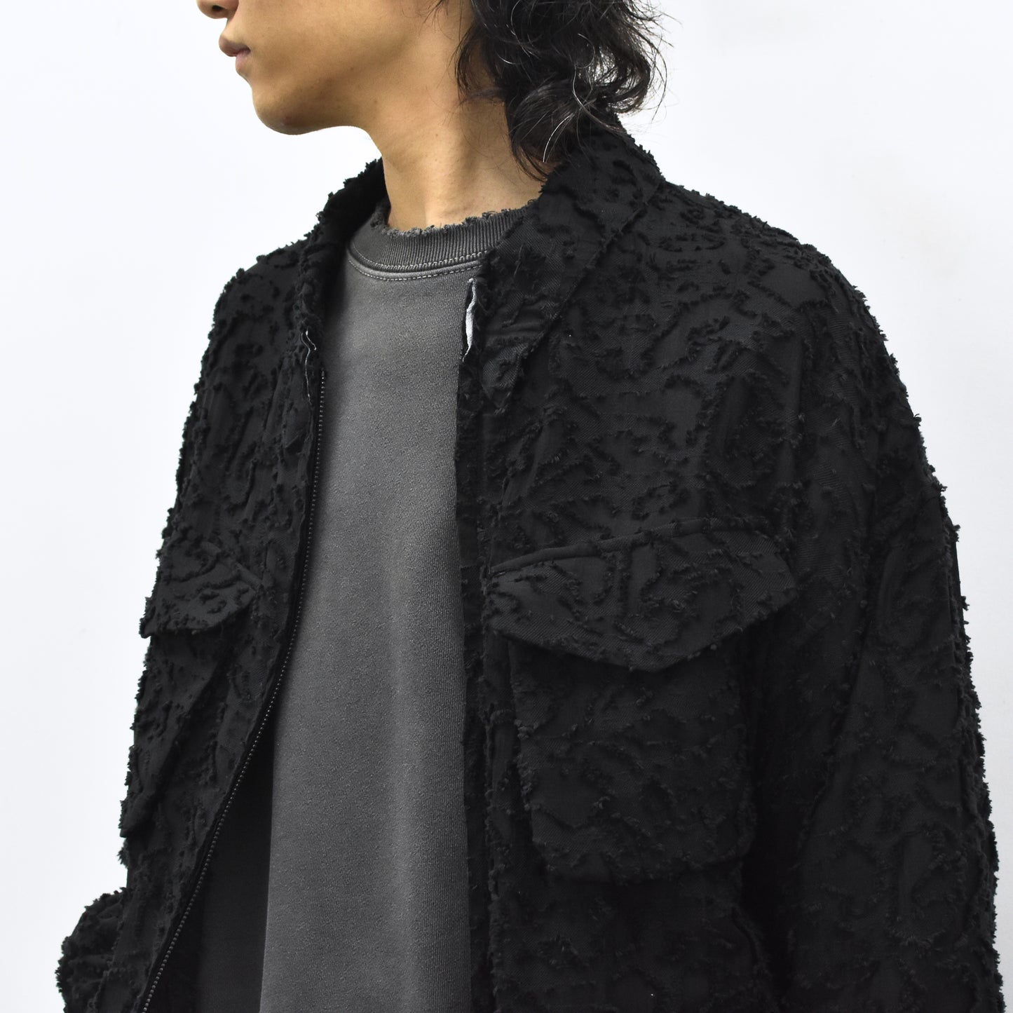 THE JEAN PIERRE / Grunge Jacquard Shirt - BLACK