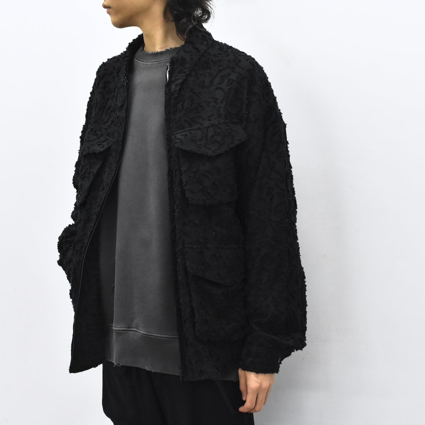 THE JEAN PIERRE / Grunge Jacquard Shirt - BLACK