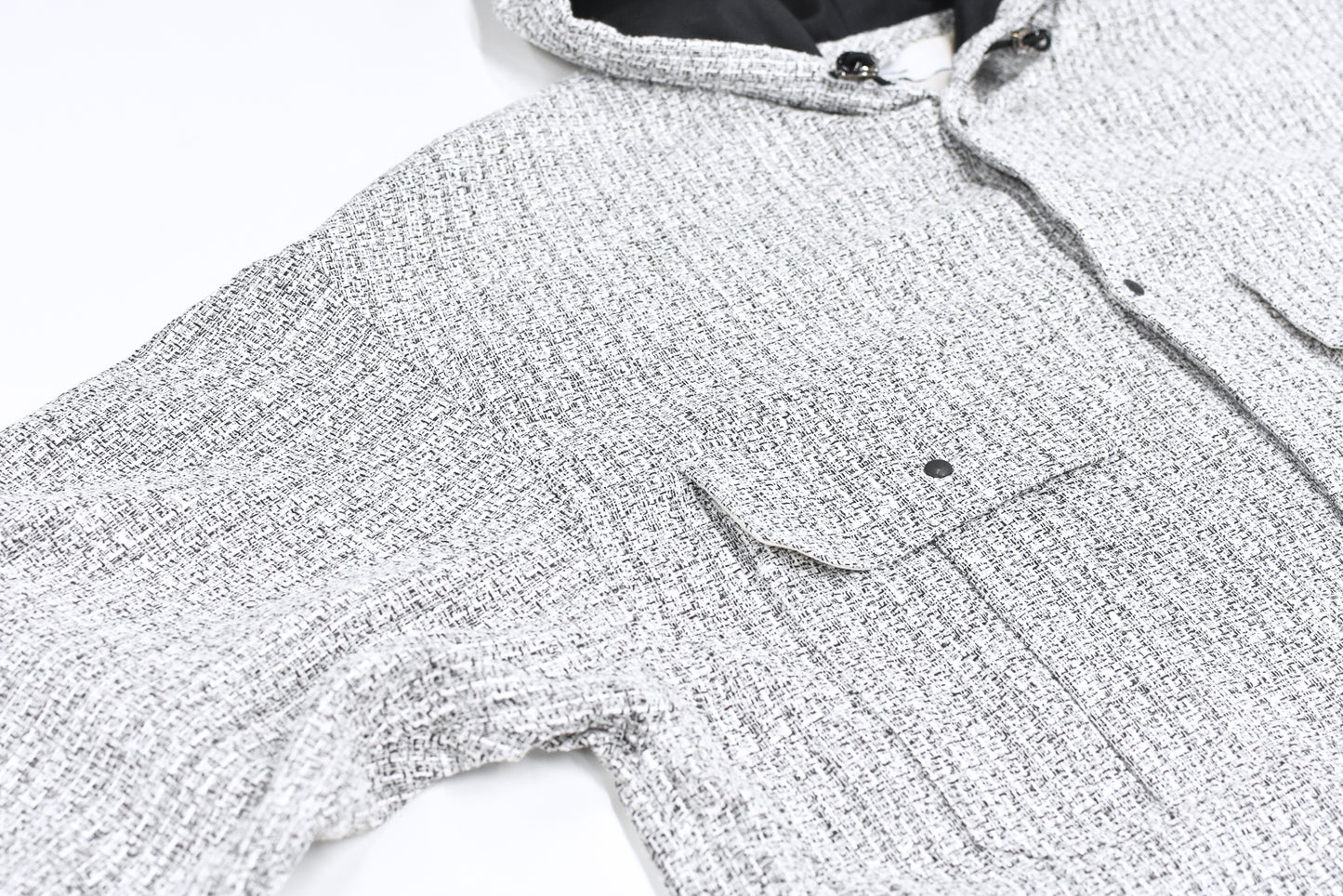 THE JEAN PIERRE / Tweed Hoodie Dove Shirt - WHITE