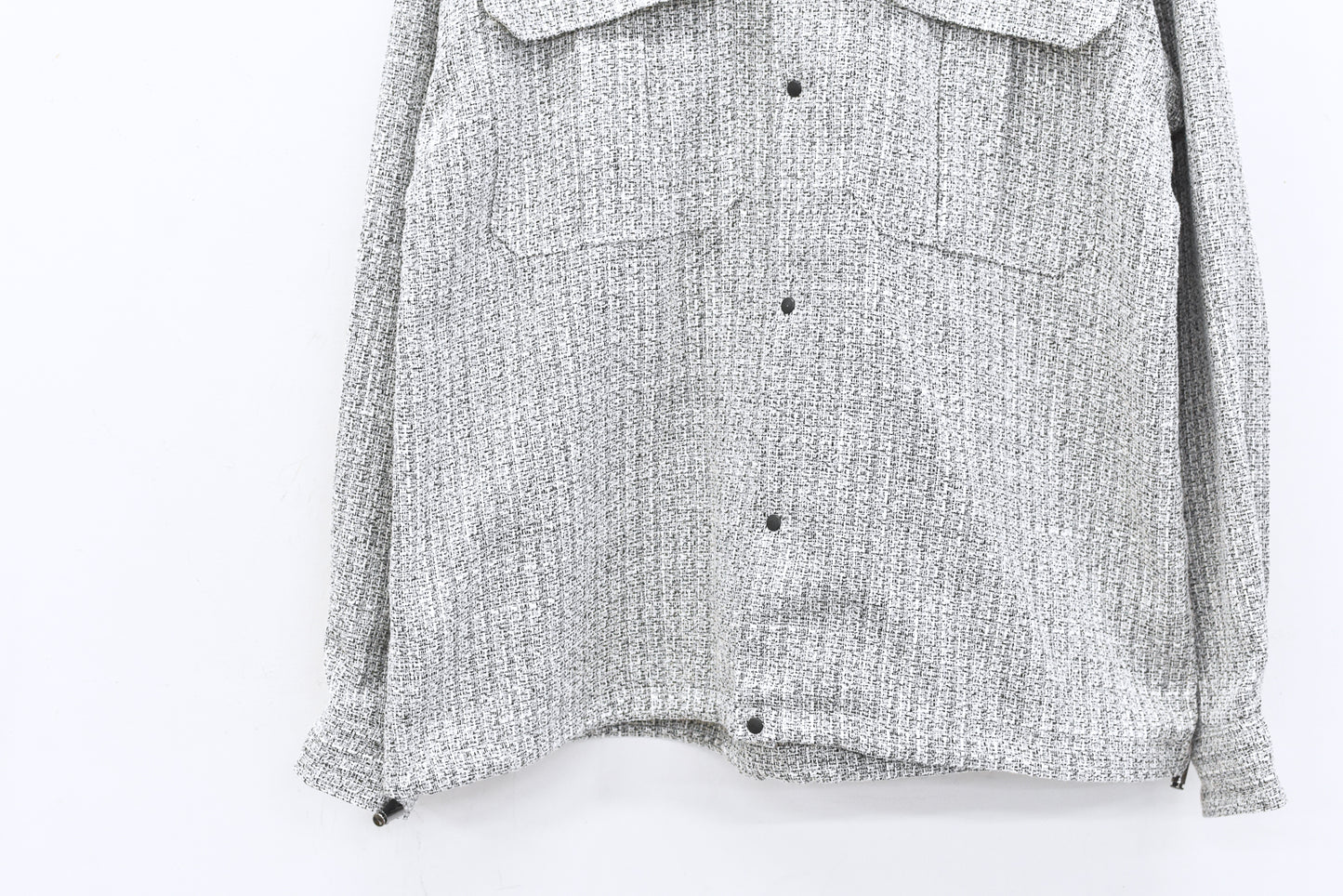 THE JEAN PIERRE / Tweed Hoodie Dove Shirt - WHITE