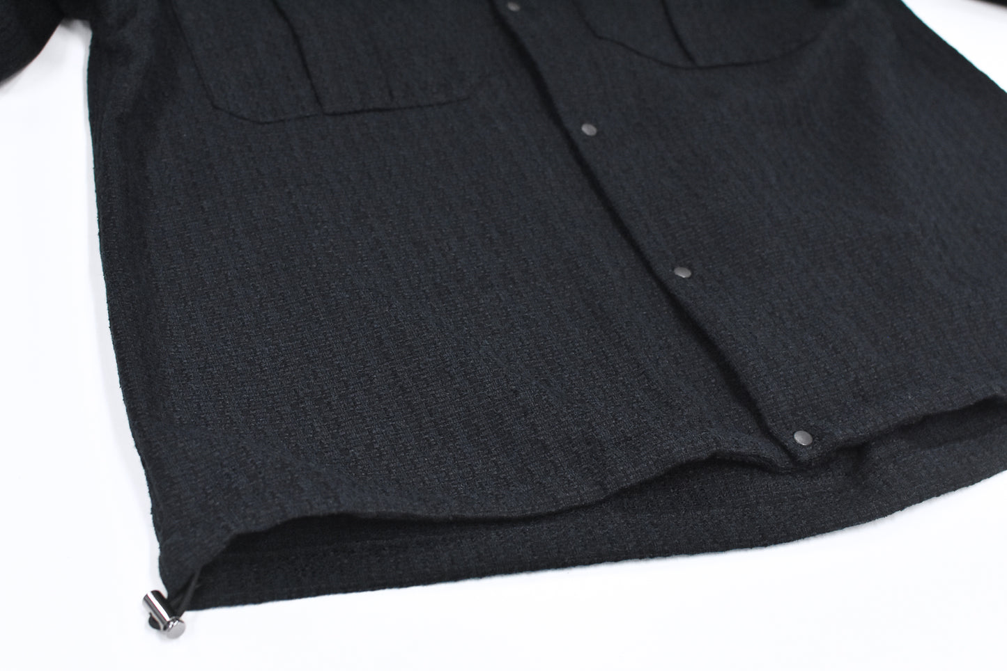 THE JEAN PIERRE / Tweed Hoodie Dove Shirt - BLACK
