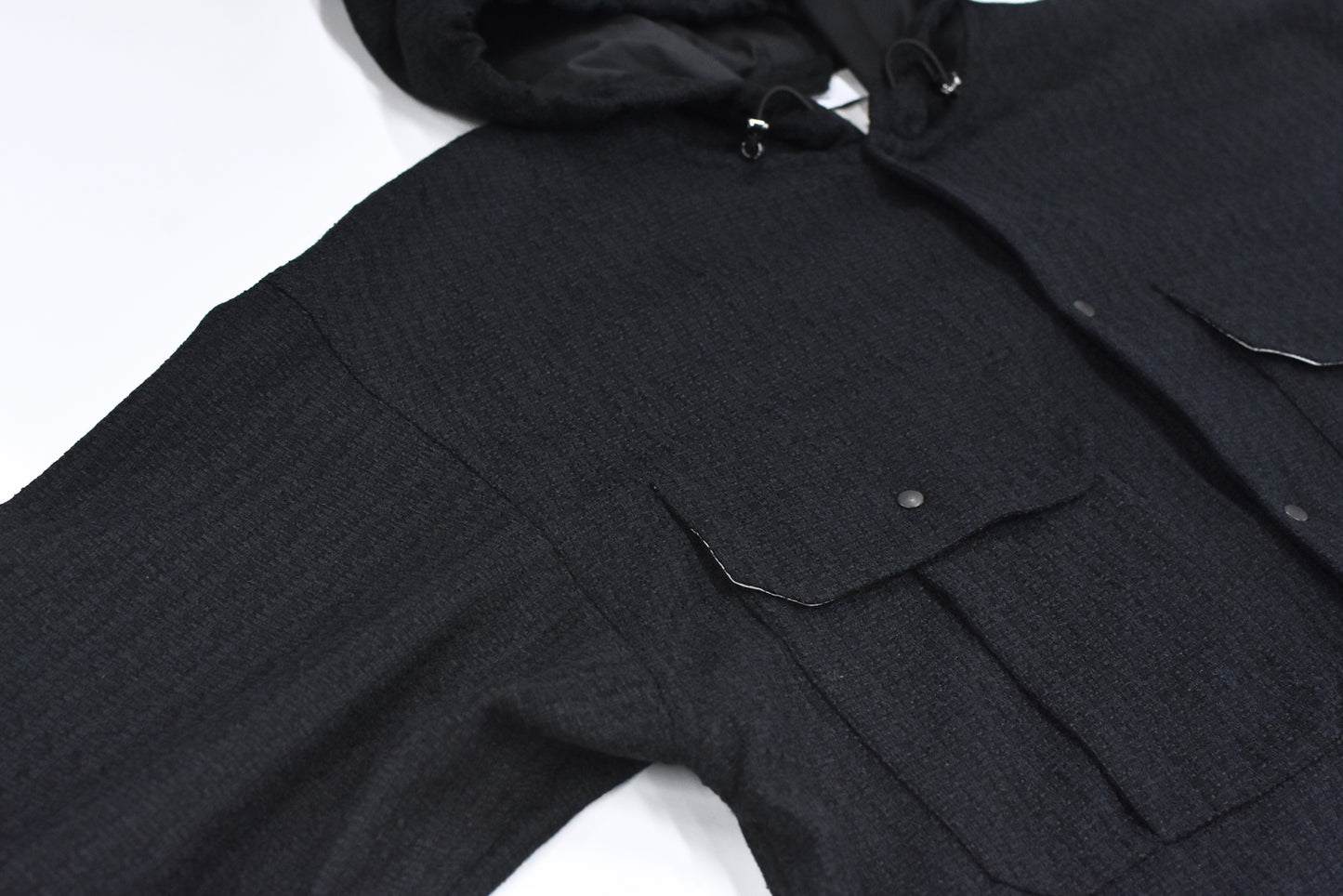 THE JEAN PIERRE / Tweed Hoodie Dove Shirt - BLACK