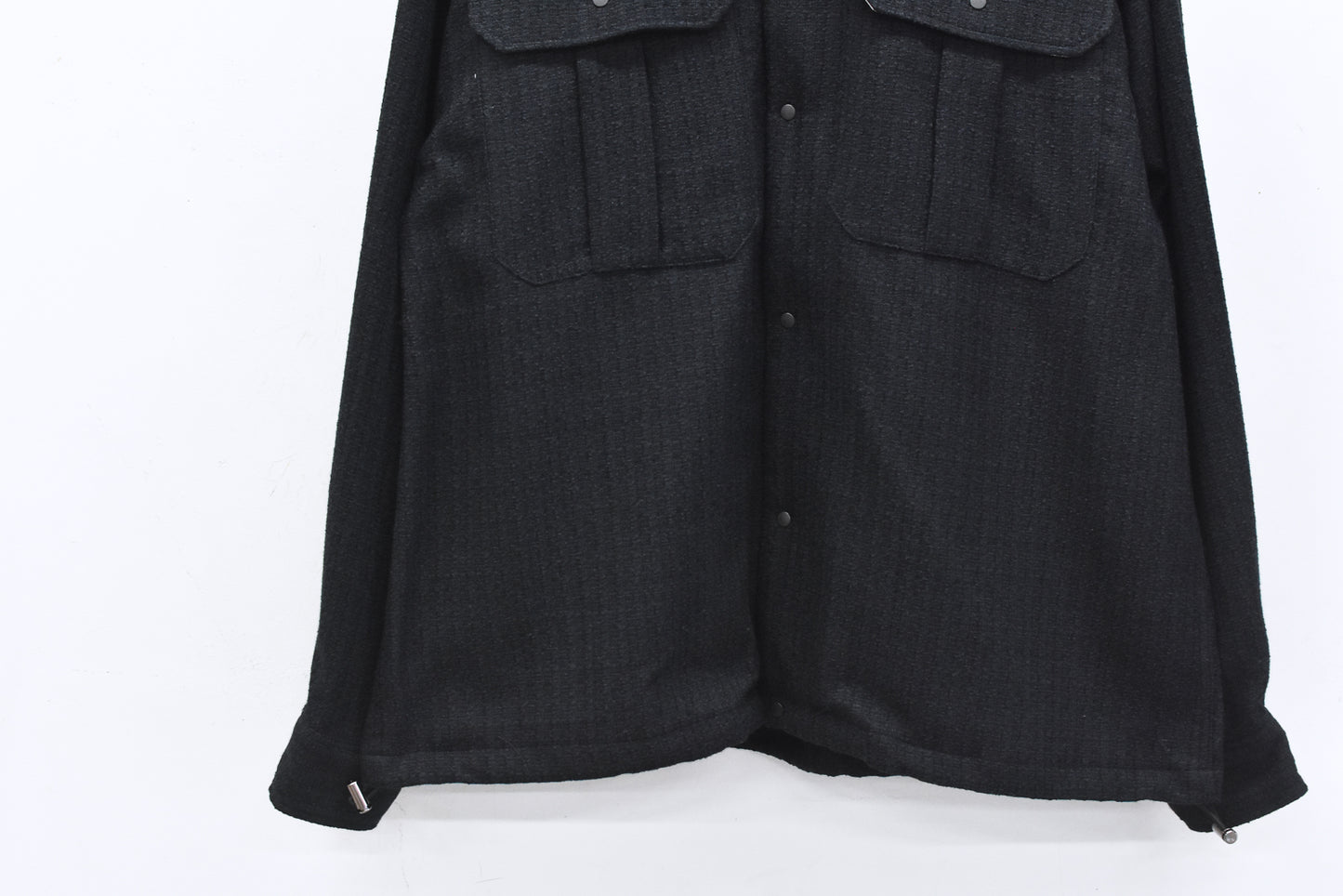 THE JEAN PIERRE / Tweed Hoodie Dove Shirt - BLACK