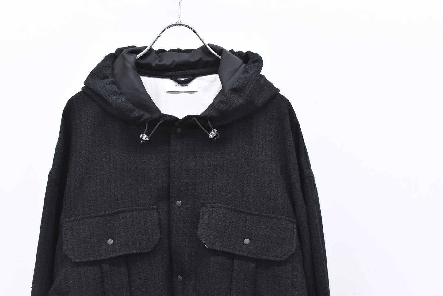 THE JEAN PIERRE / Tweed Hoodie Dove Shirt - BLACK