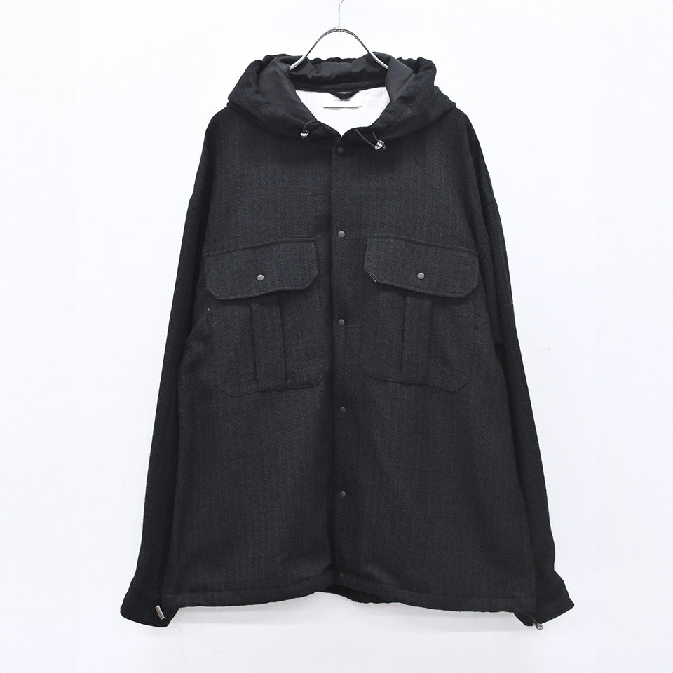 THE JEAN PIERRE / Tweed Hoodie Dove Shirt - BLACK