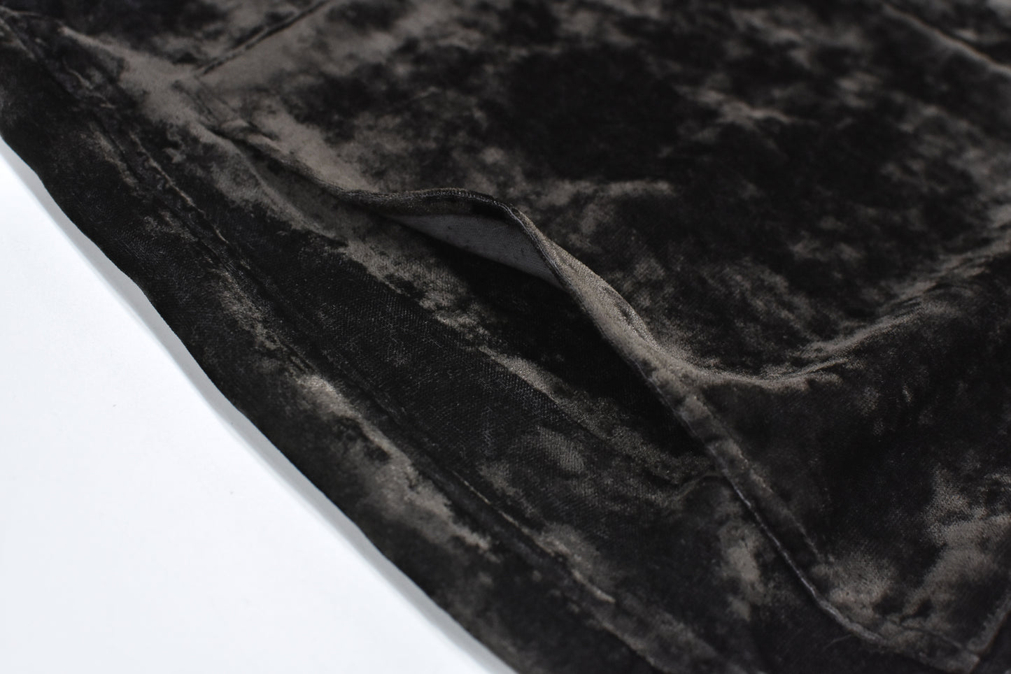 THE JEAN PIERRE / Chambray Velvet Zip Safari Shirt - FADE BLACK