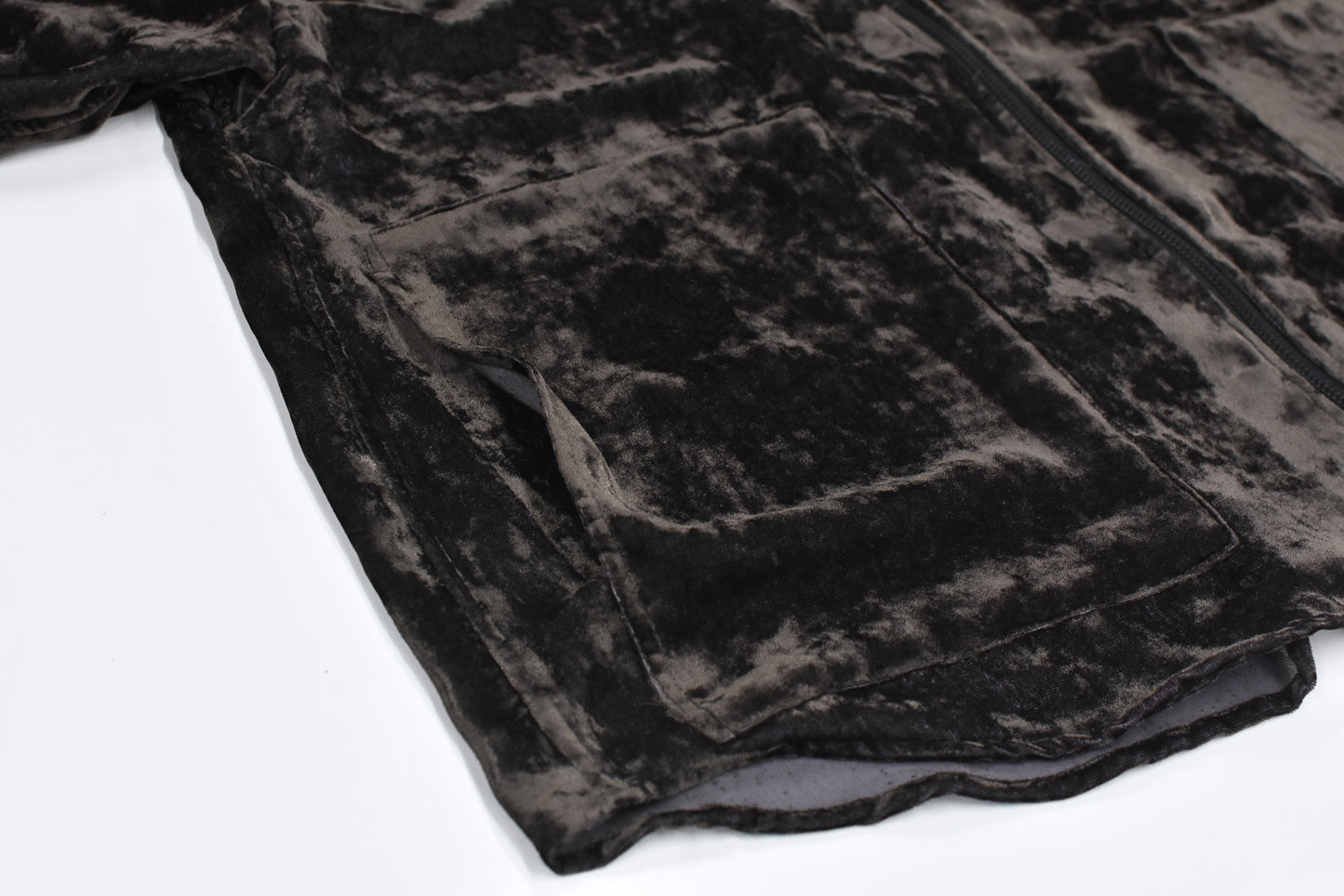 THE JEAN PIERRE / Chambray Velvet Zip Safari Shirt - FADE BLACK