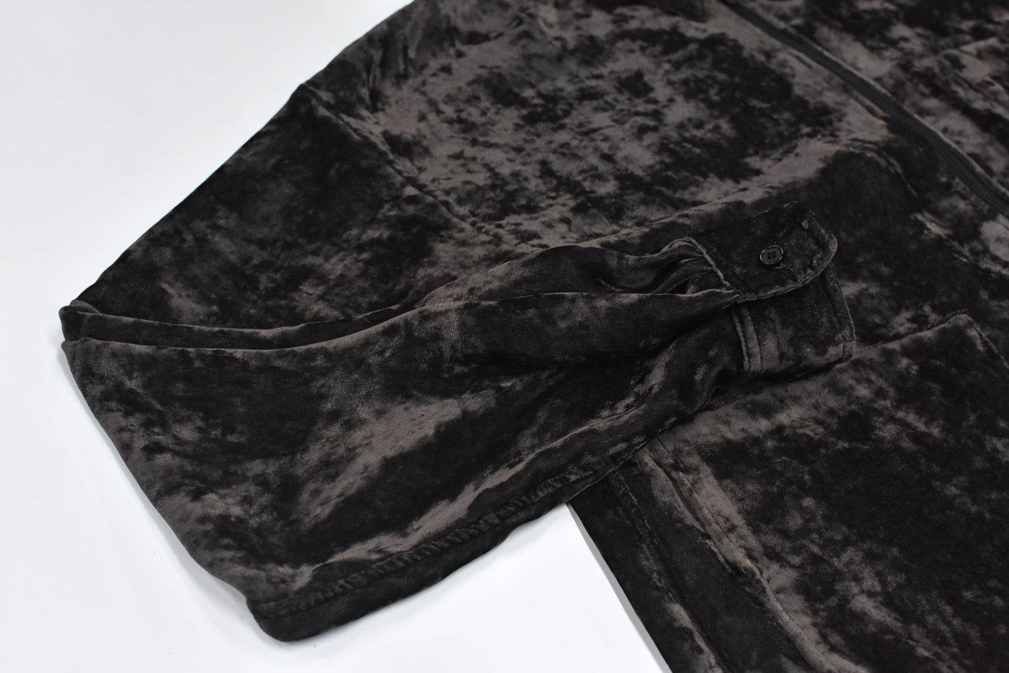 THE JEAN PIERRE / Chambray Velvet Zip Safari Shirt - FADE BLACK
