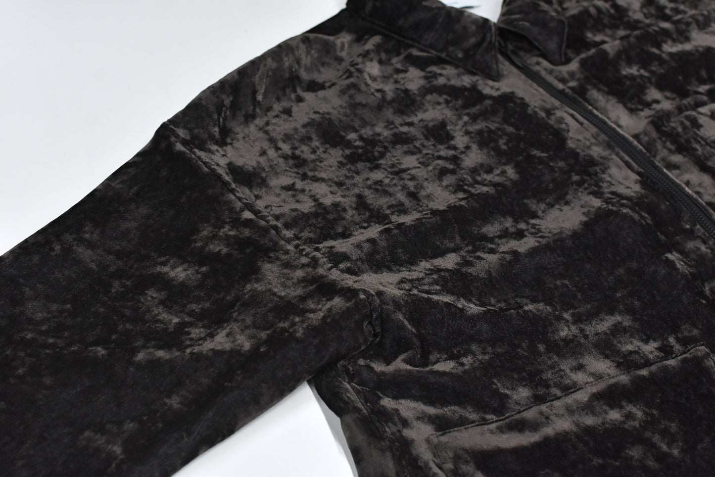 THE JEAN PIERRE / Chambray Velvet Zip Safari Shirt - FADE BLACK