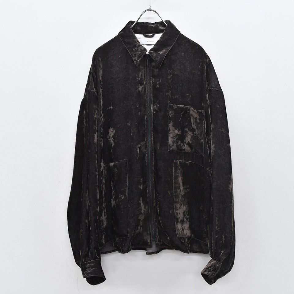 THE JEAN PIERRE / Chambray Velvet Zip Safari Shirt - FADE BLACK