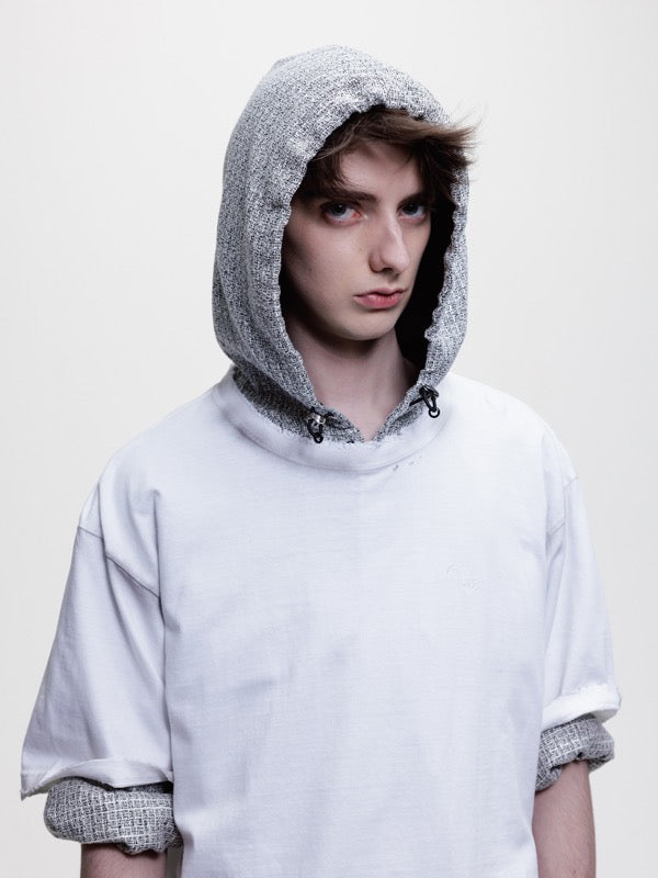 THE JEAN PIERRE / Tweed Hoodie Dove Shirt - BLACK