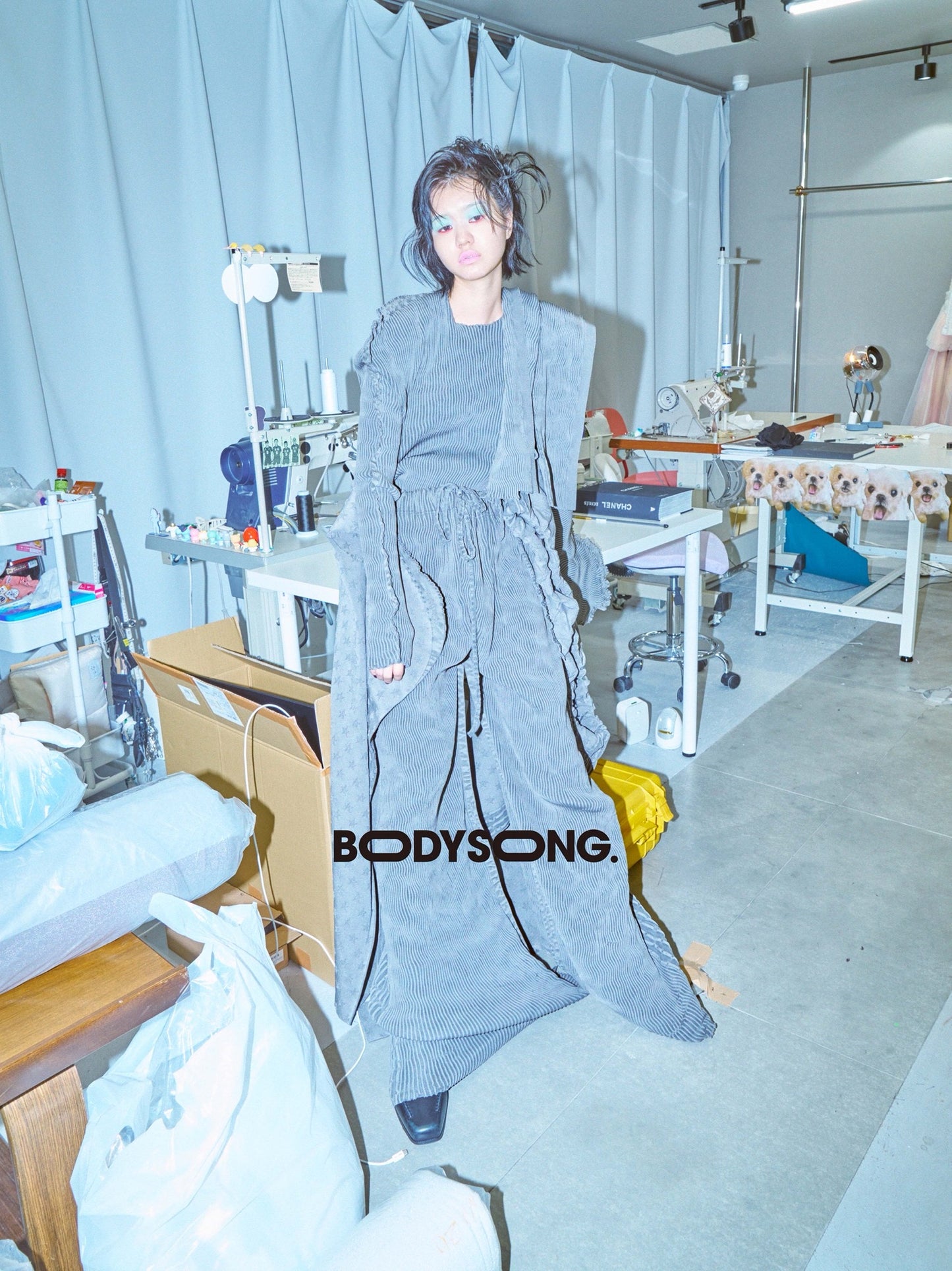 BODYSONG. / 先行予約 SEAMLESS ASYMMETRICAL KNIT F25 / RIB - GREY
