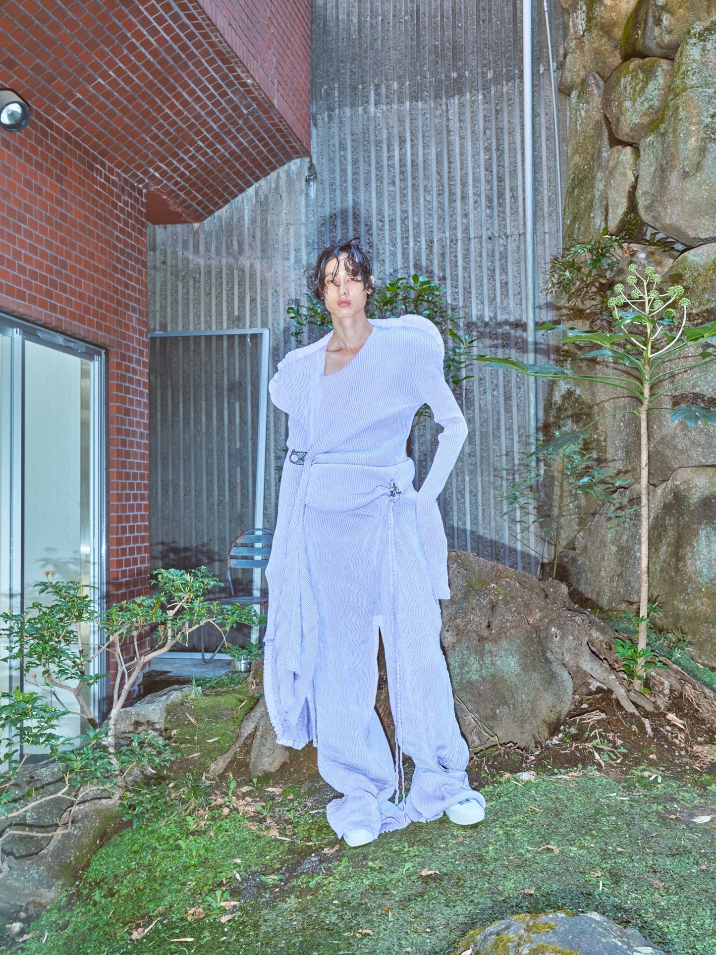 BODYSONG. / 先行予約 SEAMLESS THIN KNIT F25 / RIB - PURPLE