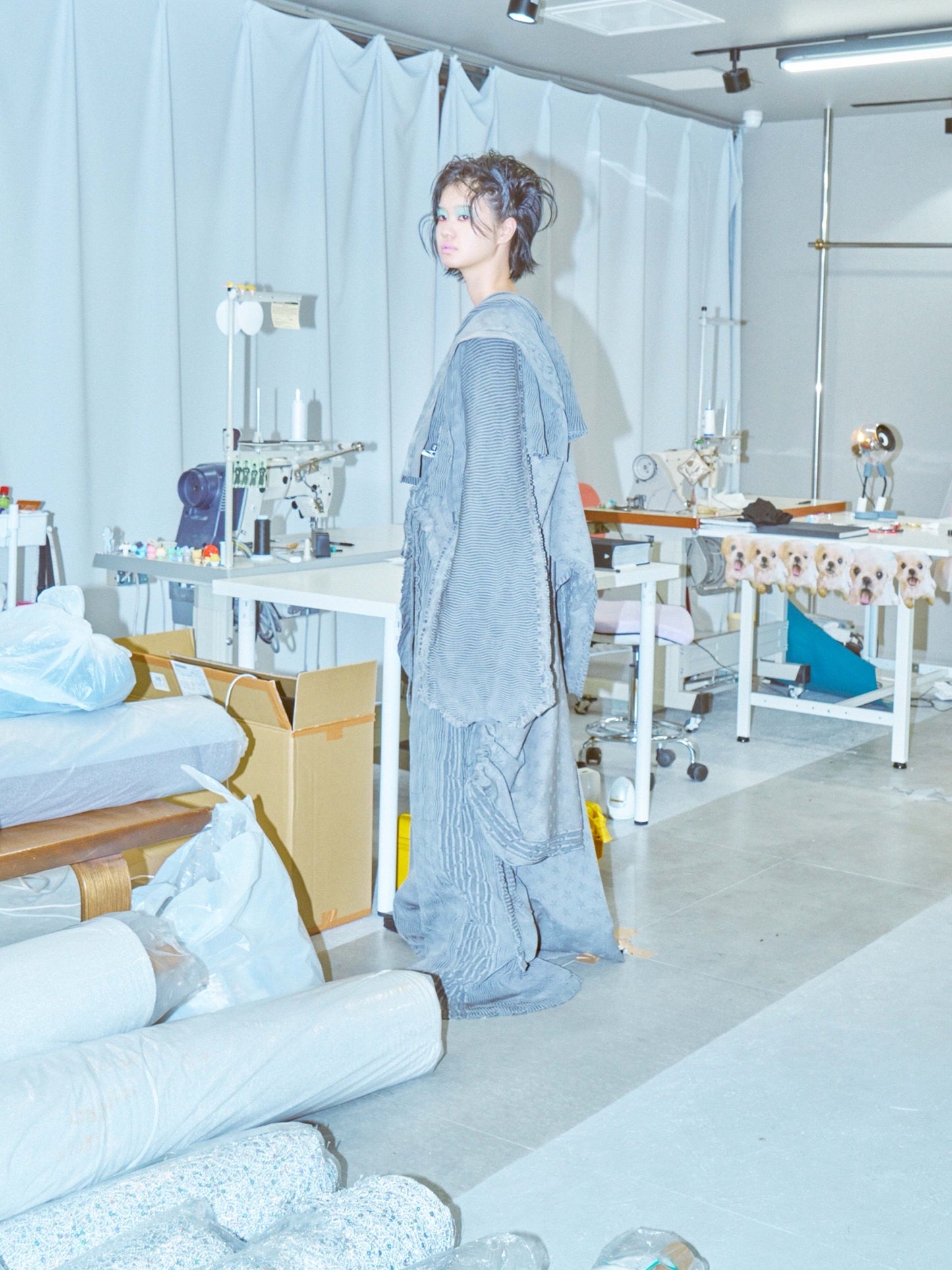 BODYSONG. / 先行予約 SEAMLESS ASYMMETRICAL KNIT F25 / RIB - GREY