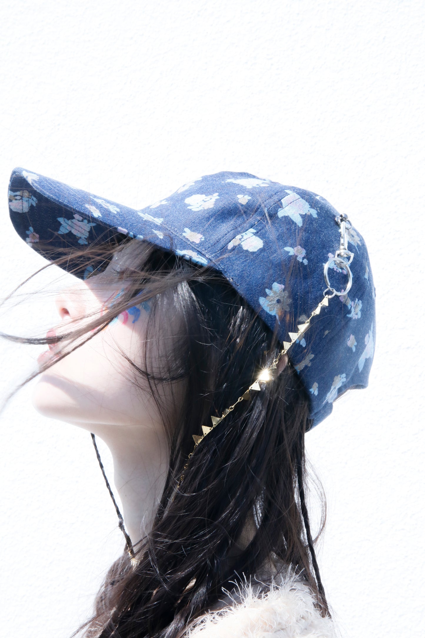 BODYSONG. / 先行予約 FLORAL DENIM CAP - NAVY
