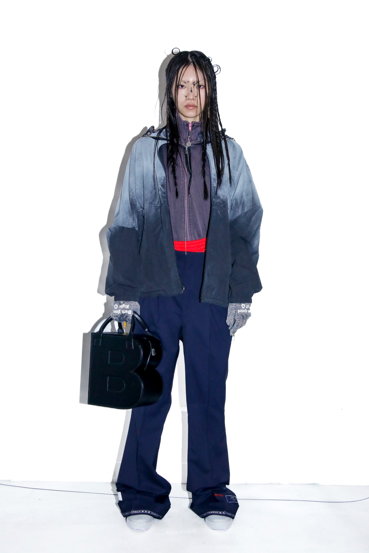 BODYSONG. / 先行予約 FLARE LAYERED SLACKS LUXE - NAVY